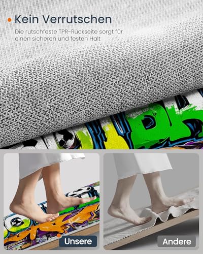 Tapis affiche lettres football 160 cm jaune vert style graffiti urbain pour salon et chambre