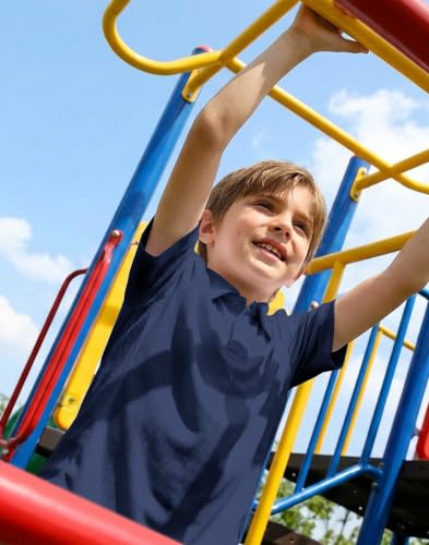 Image of MIVEI Kids' Performance School Uniform Polo Shirt Breathable UPF50+ | Youth Boys Girls Short Sleeve Golf Collared Shirts Grid Dry Fit Wrinkle Free Stretch Lightweight Cool Athletic Button Dress