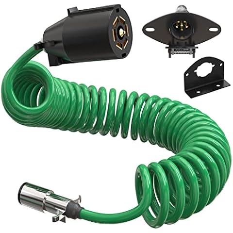 LATCH.IT 7 Pin to 6 Pin Trailer Adapter V2.0 | Weatherproof 7 pin to 6 pin Trailer Cable | Coiled Trailer Cord Stretches 8 ft. | 6 Pin to 7 Pin Trailer Adapter | Perfect Solution for Your Towing Rig Cover