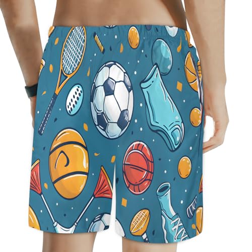 Men's Swim Trunks Size S Ball Diagram with Mesh Lining Soft Breathable Quick Dry Beach Shorts Brilliant Blue2