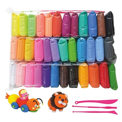Duravel Air Dry Modelling Clay Set 36 Colours Lightweight and Stretchy Arts and Crafts Gift for Kids Boys and Girls