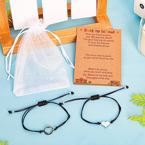 Image of EOBOH Back to School Supplies, Back to School Bracelet Mommy and Me, Prek Matching Wish Bracelets Set, Adjustable Bracelet for Boys Girls Gifts Stuff Bulk