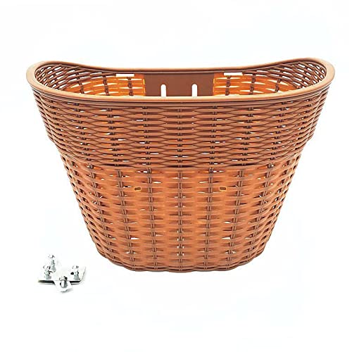 Deevoka Bike Basket Front Easy to Install Portable Imitation Rattan Handlebar Basket Bicycle Basket for Kids and Adults Bicycle Accessories