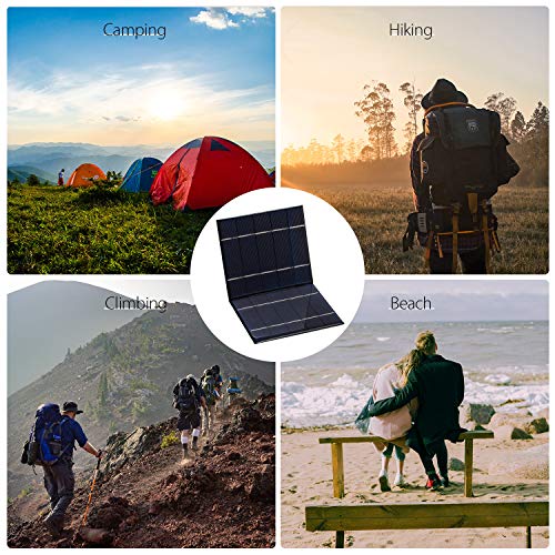 Loijon Carregador solar portátil 7W / 5V com porta USB Painel solar dobrável Camping Caminhadas Viag