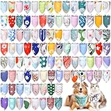 Huhumy 100 Pcs Boho Dog Bandanas Bulk Pet Bibs Colorful Triangle Scarf Boho Pet Bandanas for Medium Large Dogs Spring Summer Birthday Costume Decoration