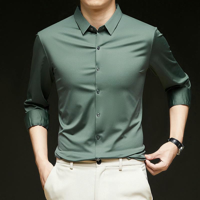 Camisa de seda de hielo monocolor de tacto premium 6