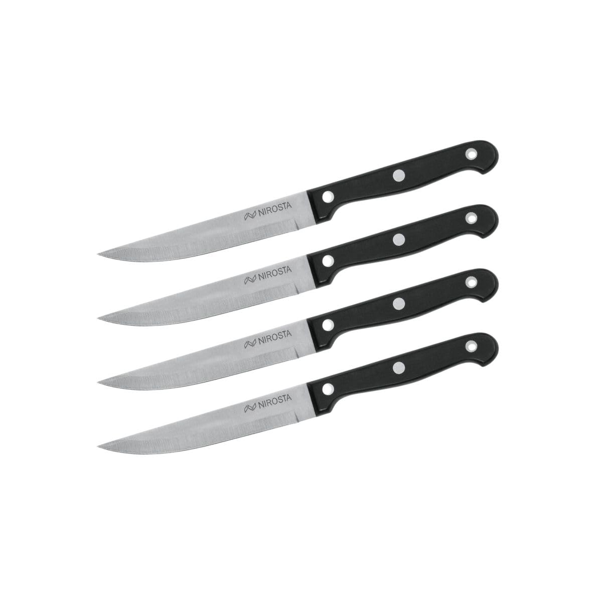 Nirosta 9921050 Lot de 4 Couteaux à steak, Acier inoxydable, Noir, 21 cm