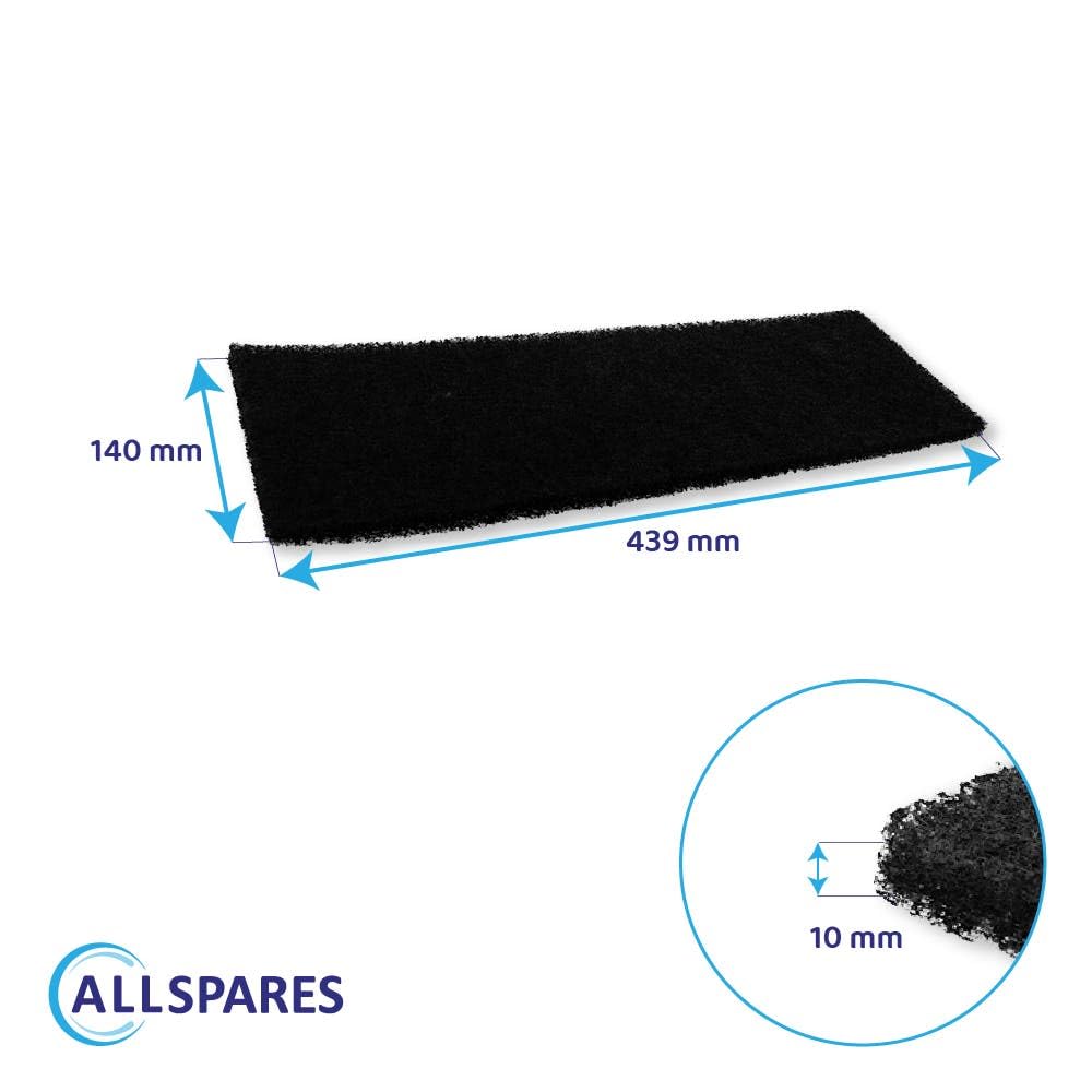 AllSpares Filtr z węglem aktywnym do okapów kuchennych odpowiedni do Airone PCR4, ACFCRETT44X14X1004 – zamiennik do trybu obiegu, dopasowana alternatywa dla oryginału | 140 x 439 x 10 mm