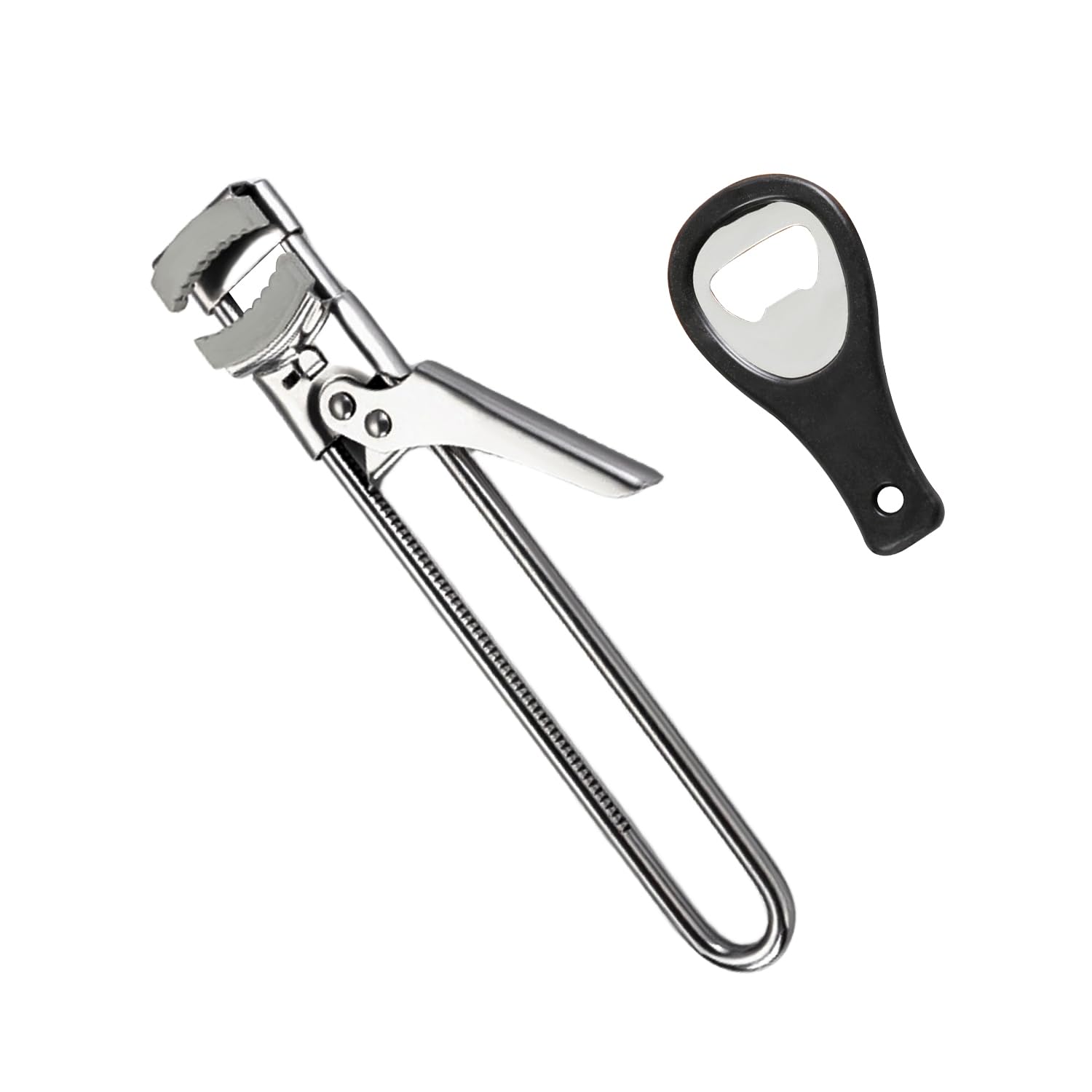 Apriscatole regolabile in acciaio inox con mini apriscatole, strumento multifunzione per coperchi argento