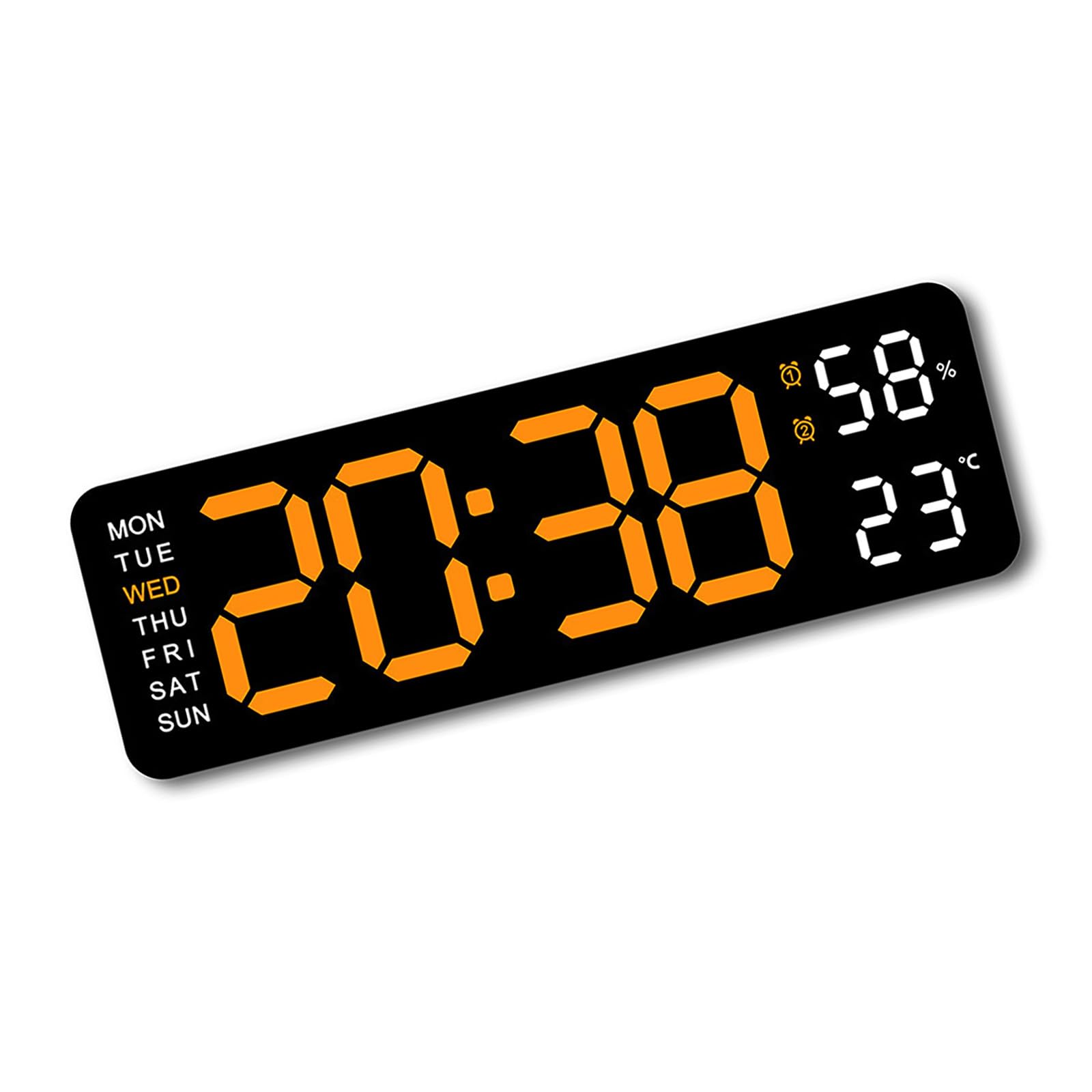 HZBB Multifunctional Electronic LED Desk Clock with Time Week Temperature Display 2 Alarms 12/24 Hour Format Snooze Function Brightness Clock