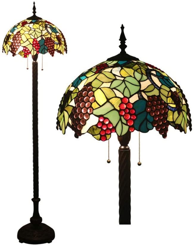 IUokLU Lámparas De Pie para Sala De Estar Lámpara De Pie Estilo Europeo Vidrieras 2 Lámparas Base Antigua Mesa De Centro Lujo Dormitorio Sala De Estar Retro Creativo Pastoral Lámparas