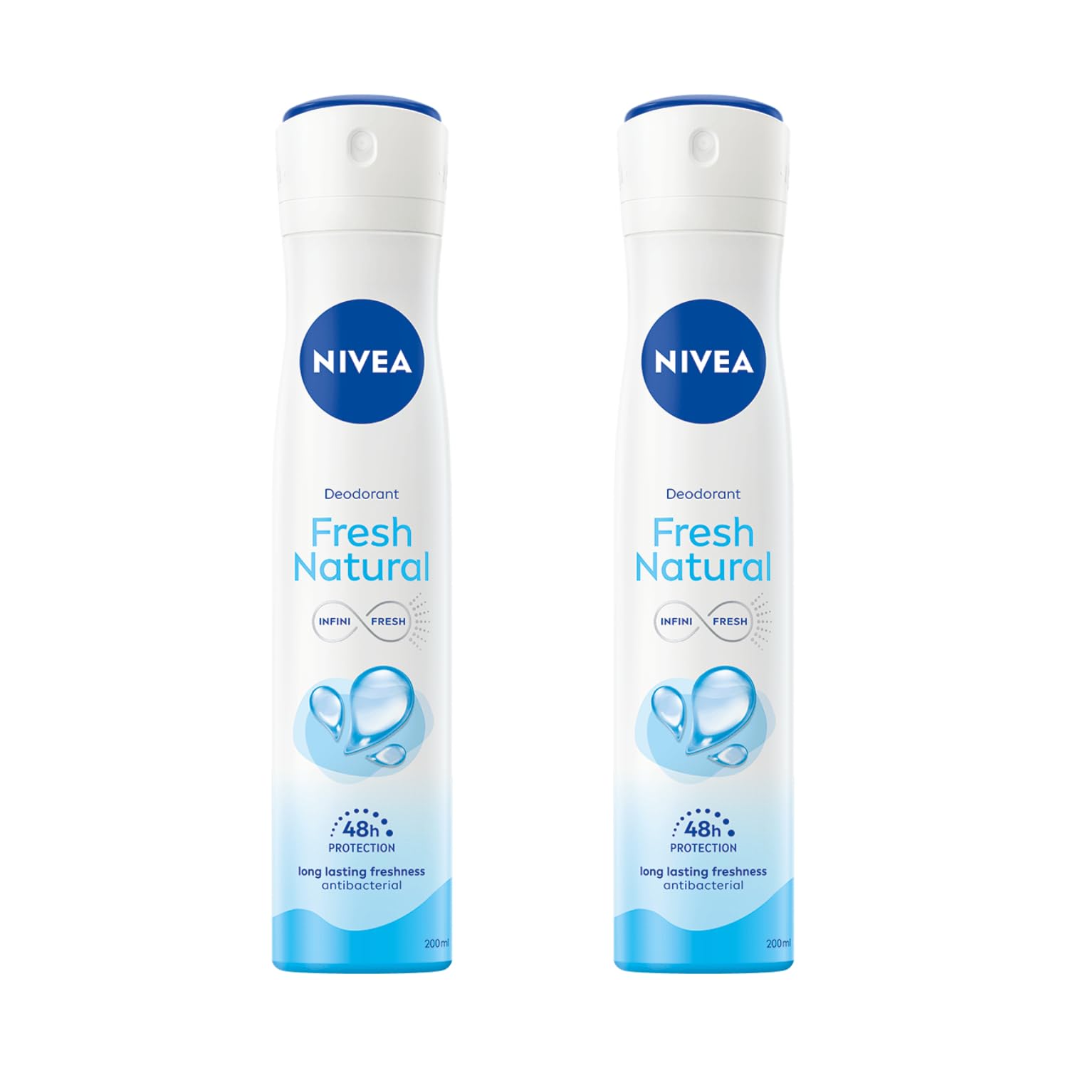 NIVEA Fresh Natural Deodorant Spray 200ml | 48 Hour Odor Protection for Women & Men | Refreshing Oceanic Scent, Quick Dry, No Alcohol, Gentle on Skin, Long‑Lasting Freshness Body Spray | 2-Pack