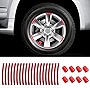 8Pcs Luminous Tire Valve Stem Caps for Car+20PCS Reflective Car Wheel Decorative Stripe Sticker,Illuminated Valve Stem Cover,Reflective Rim Stripe Decals,Car Accessories That Fit Most Cars（Red）
