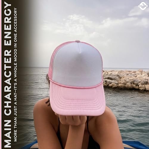 Image of Funky Junque Blank Mesh Foam Lightweight Snapback Trucker Hat | Lightweight Foam Trucker Hat with Breathable Mesh Back, Golf Beach and Street Style, Trendy Trucker Hats for Men