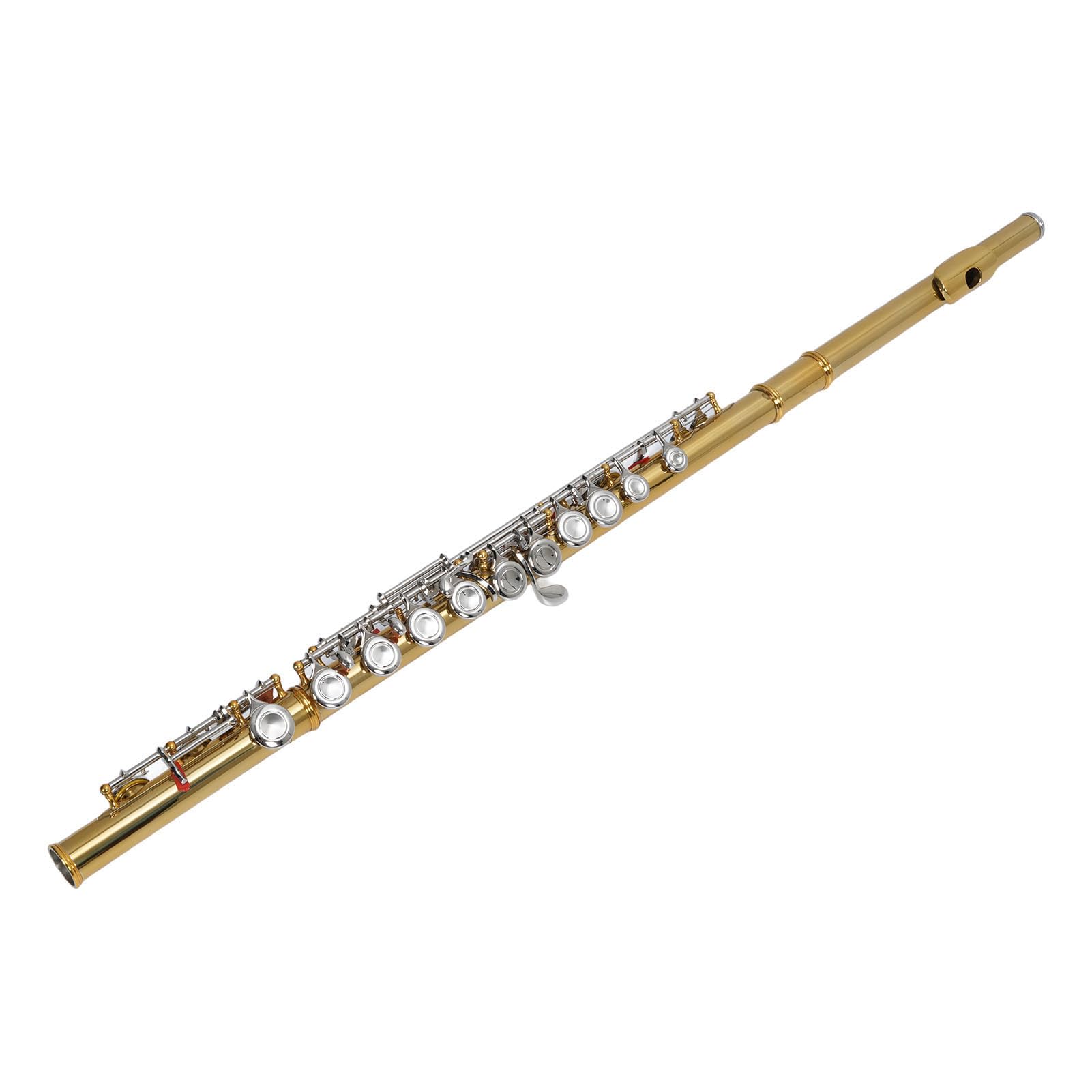 Yctze Flauta C de Latón de 16 Teclas, Flauta Pulida a Mano con Capa Protectora, Estuche y Kit de Limpieza, Instrumento Musical para Estudiantes Principiantes