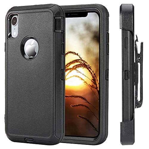 Defender Series Rugged Case for iPhone XR Shockproof Case, [Without Screen Protector] Heavy Duty Holster Case Belt Clip + Armor Protective Kickstand Cover for iPhone XR 6.1 Inch (2018 Released)