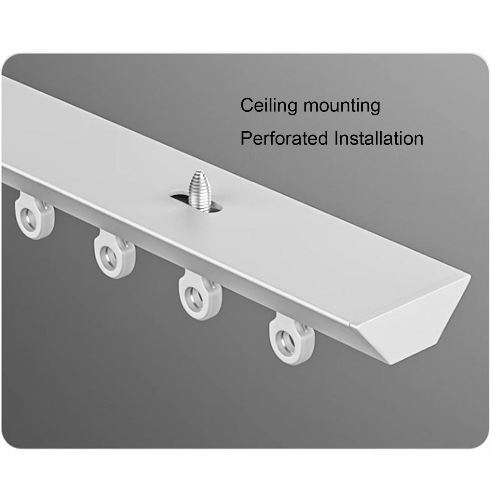 Rail De Plafond en Aluminium pour Rideaux, Rail De Rideau Robuste, Mute Tringle À Rideau Montée Au Plafond, Ensemble De Rails pour Bureau, Salon, Chambre(Blanc,220cm)