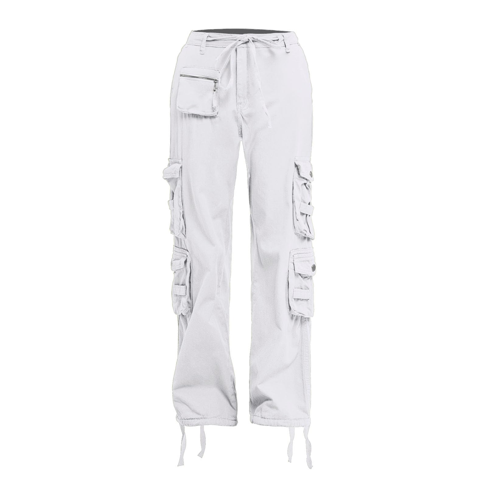 Cargo Pants Women Tactical Baggy Hiking Cargo Pants with 9 Pockets Cotton Military Casual Army Combat Work Pants White Medium