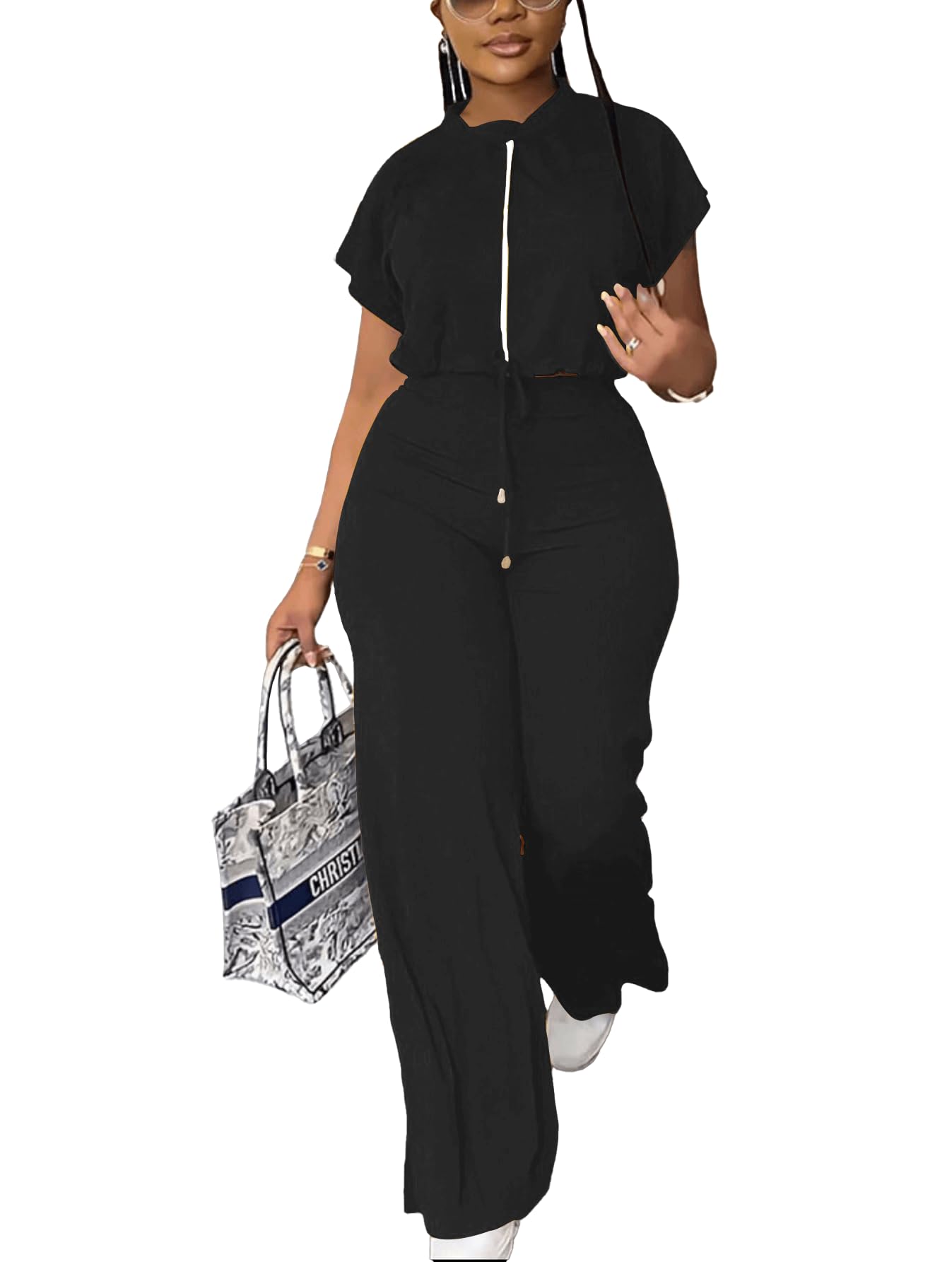 Ulovmi 2 Piece Sets For Women Casual Sweatsuit Outfits Lounge Jogger Pants For Summer Workout