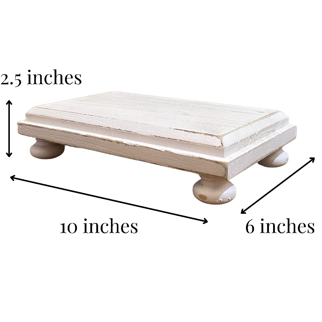 Buy Velvet Rose Designs Wooden Riser, Distressed White 10IN x 6IN