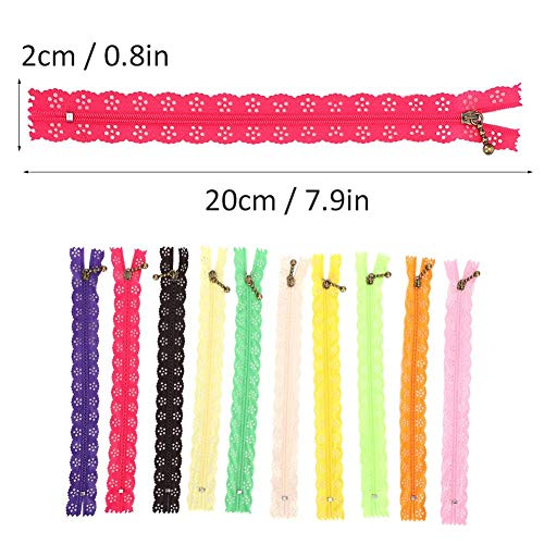 10Pcs Lace Zippers for Sewing, Nylon Zippers for DIY Sewing Tailor Craft Bed Bag Wedding Dress Clothing Accessories, 20cmx2cm - Image 4