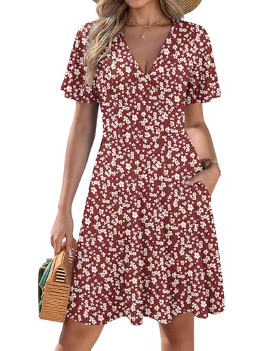 Image of Zeagoo Womens Summer Dresses Wrap V Neck Dress Floral A-Line Ruffle Sleeve Casual Sundress with Pockets 2026