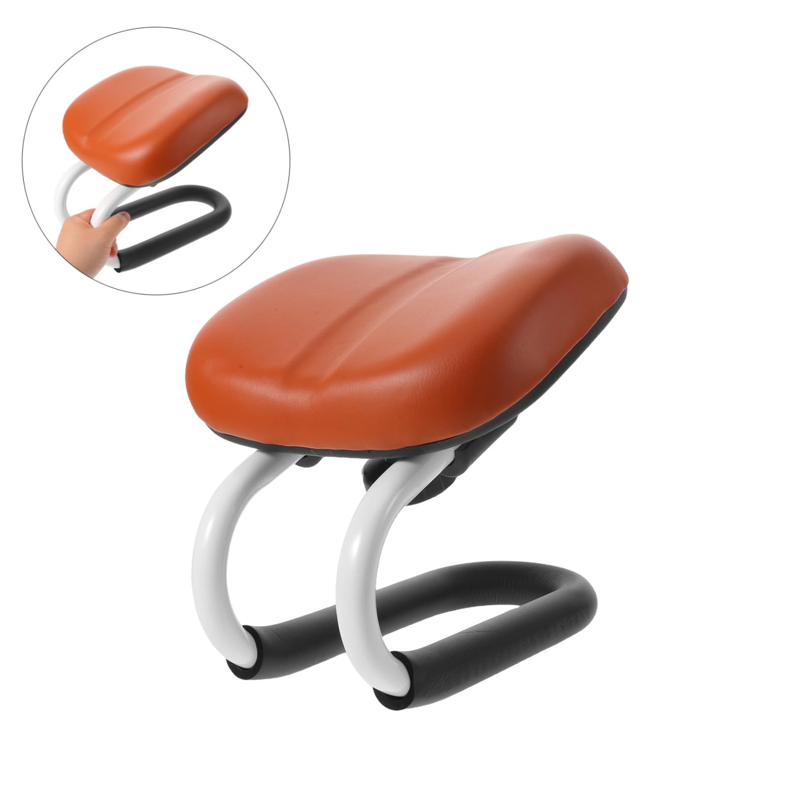 Panca da Meditazione Inginocchiata Regolabile Marrone, Portatile | Base Antiscivolo, Cuscino in Pelle Pu, per Sala Meditazione e Preghiera, Struttura Compatta 25,50x21,50x21,50cm