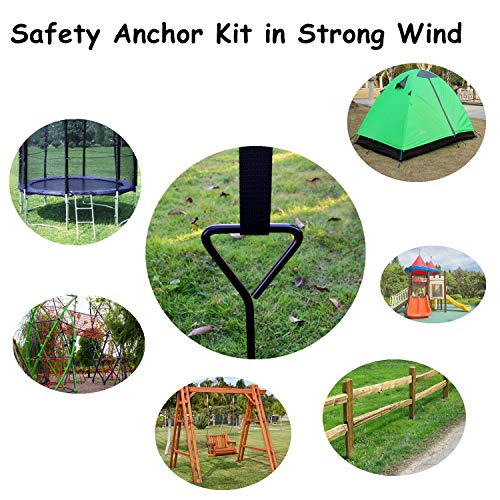 OK5STAR 6 Pack Trampoline Stakes 16in Black Spiral Trampoline Anchors Heavy Duty Trampoline Anchor Kit Trampolines Swing Sets Accessories