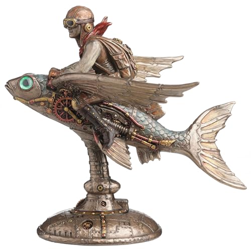 Escultura Veronese Steampunk Pez Volador 8.5 pulg miniatura 5