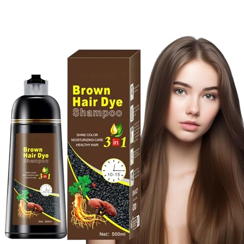 Dunkelbraun Haarfärbeshampoo für graues Haarfärbung in Minuten Hair Color Shampoo Natürliche und langanhaltende Farbe für Männer und Frauen 500ML
