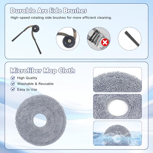 Image of 28 Pack Accessories Kit for Roborock Saros 20, Saros 10R, Qrevo CurvX | Qrevo Curv 2 Pro, Qrevo Edge 2 Robot Vacuum Replacement Parts, 2 Main Brushes 4 Filters 6 Side Brushes 6 Mop Pads 6 Dust Bags