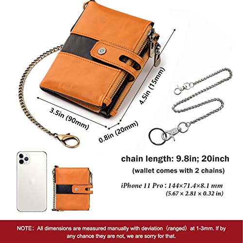 Image of boshiho Genuine Leather Bifold Chain Wallet for Men RFID Blocking