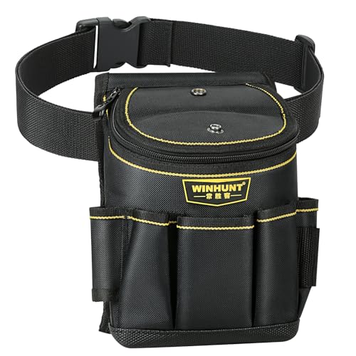 WINHUNT Werkzeugtasche mit verstellbarem Gürtel, 17 x 23 x 11 cm, 15 Taschen, Werkzeug-Aufbewahrungstasche für Bauarbeiter, Tischler, Gärtner, Elektriker, Schwarz