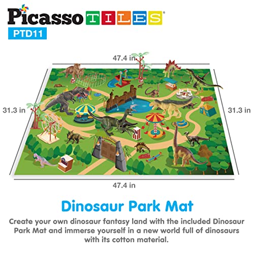 Picassotiles Dinosaur Play Mat Toys 32Pc Dino Playset Stem Activity Learning Kit Steam Toy With Educational Book, 21 Action Figures T-Rex, Triceratops, Velociraptor, Trees, Rocks For Kids 3+ Ptd11 #TOP1