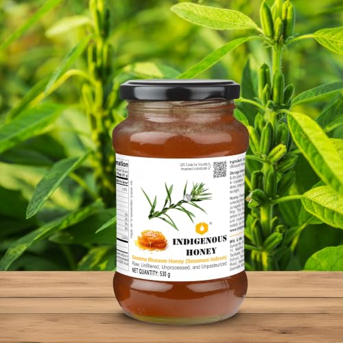 Image of INDIGENOUS HONEY Raw Organic Sesame Til Honey 17.64 oz Glass Jar