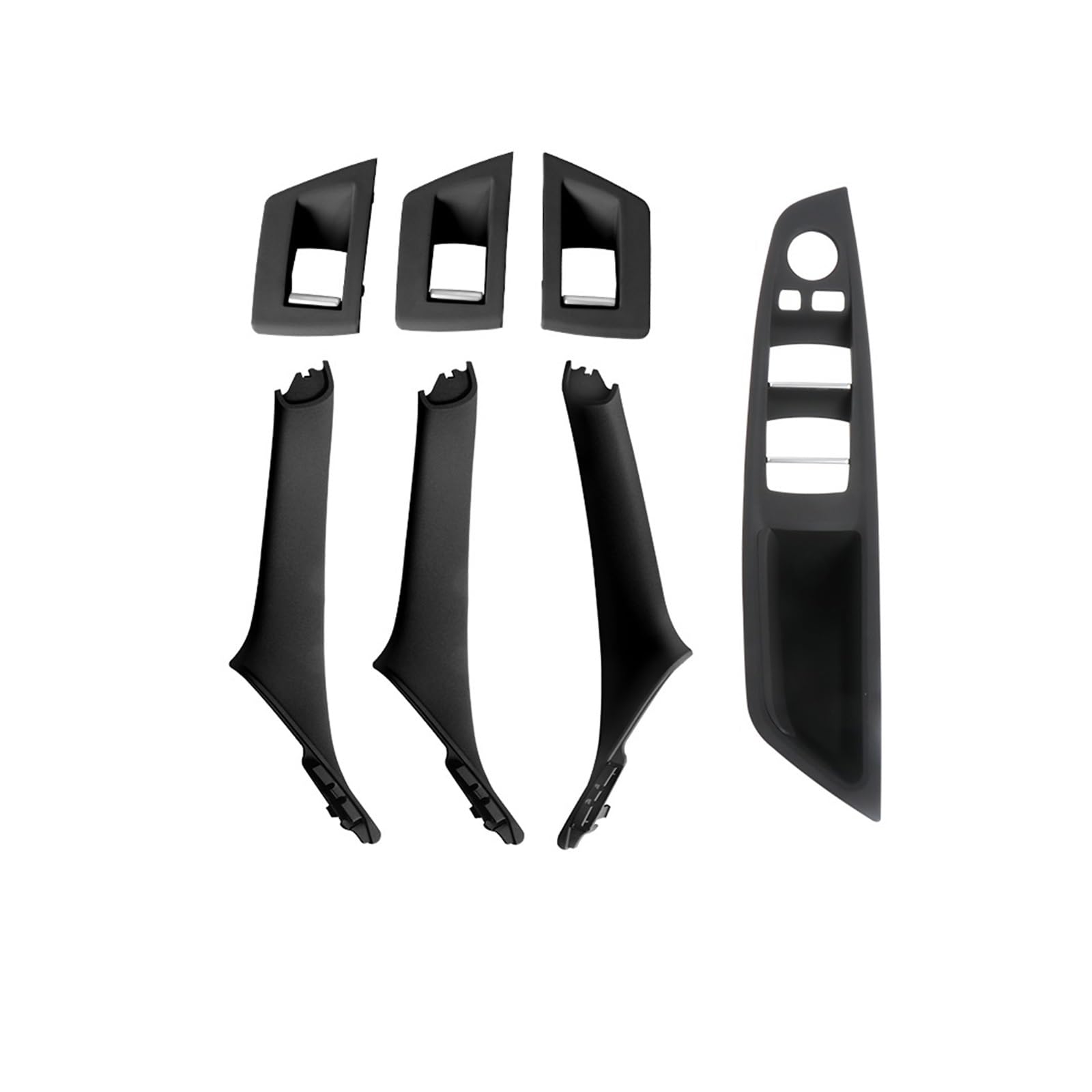 Hhfksci Car Interior Door Pull Handle 7Piece for BMW 5 Series F10 F18 523 525 528 LHD RHD 7 Colors Beige Black Carbon Fiber Car Interior Door Handle Pull(RHD Black)