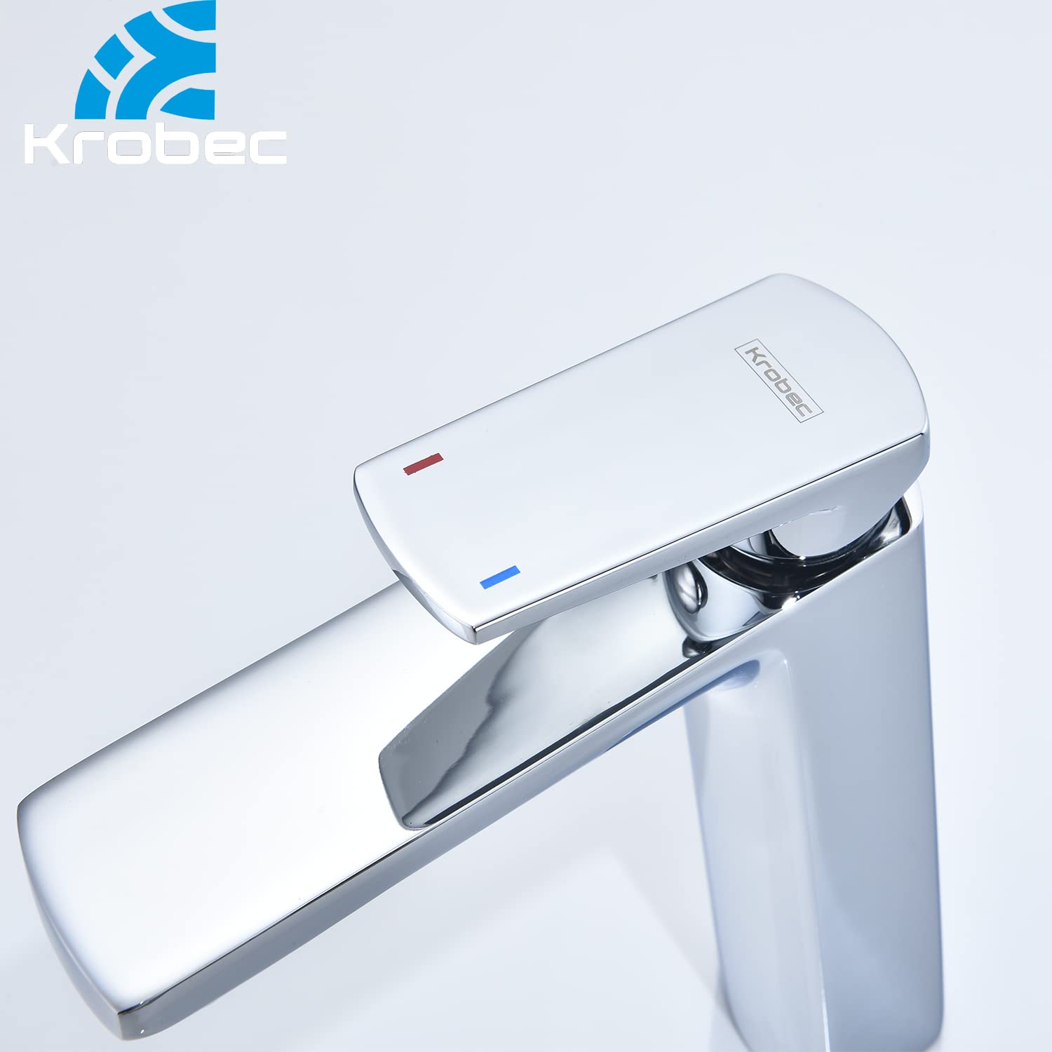 Krobec Rubinetto per Bagno,Rubinetto per Lavabo,Rubinetto Bagno Lavabo, Miscelatore Monocomando per Lavabo, ottone, Attacco UE 3/8″,valvola in ceramica di alta qualità(Cromo).