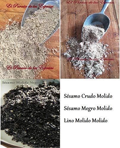Sésamo Crudo Molido 900 grs, Lino Dorado Molido 1000 grs & Sesamo Negro Molido 900 grs