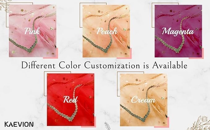 kaevion Bridal Sada Saubhagyawati Dupatta with Pipelace Border | Customized Dulhan Wedding Dupatta | Chunni for Marriage/Shadi Ki Chunri/Shagun Ka Dupattas 3