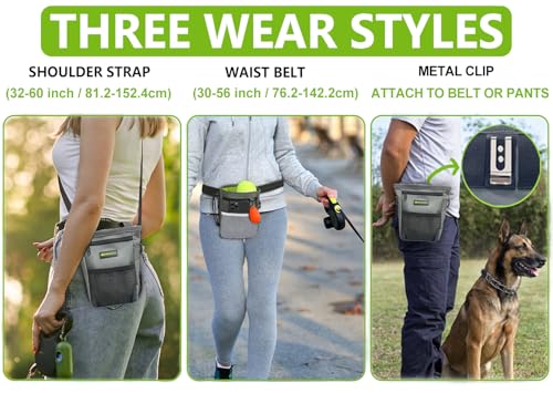TRIPOLACO Leckerlitasche für Hunde – Magnetischer Leckerlibeutel für Hunde mit Mehreren Taschen, Kotbeutelspender & Handyfach, 3 Tragevarianten - Idealer Futterbeutel Hundetraining & Spaziergänge