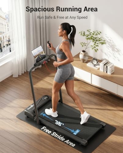 Image of THERUN Walking Pad with Handle Bar, Walking Pad Treadmill for Home, Compact Treadmills with APP, Under Desk Treadmill with 10% Manual Incline, Portable Treadmill with Quiet Core
