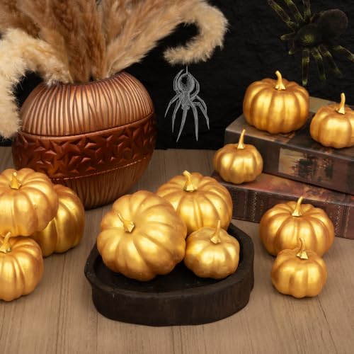 Image of Ogrmar 12 Pack Artificial Assorted Pumpkins, Mini Fake Pumpkins