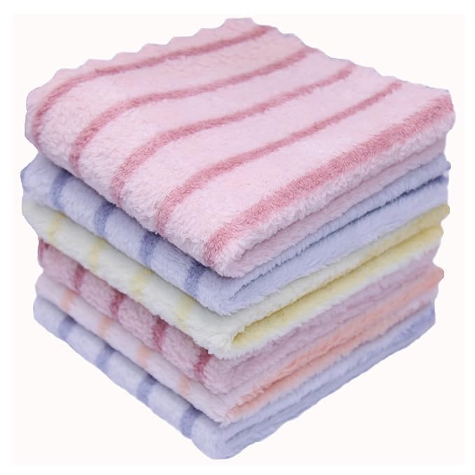 Microfiber Face Towels, Multicolor, Small Size 25x25 cm, Extra Soft and Super Absorbent, Square Shape, Cotton Fabric, Set of 6, for Women, Kids and Newborn Babies-image-28