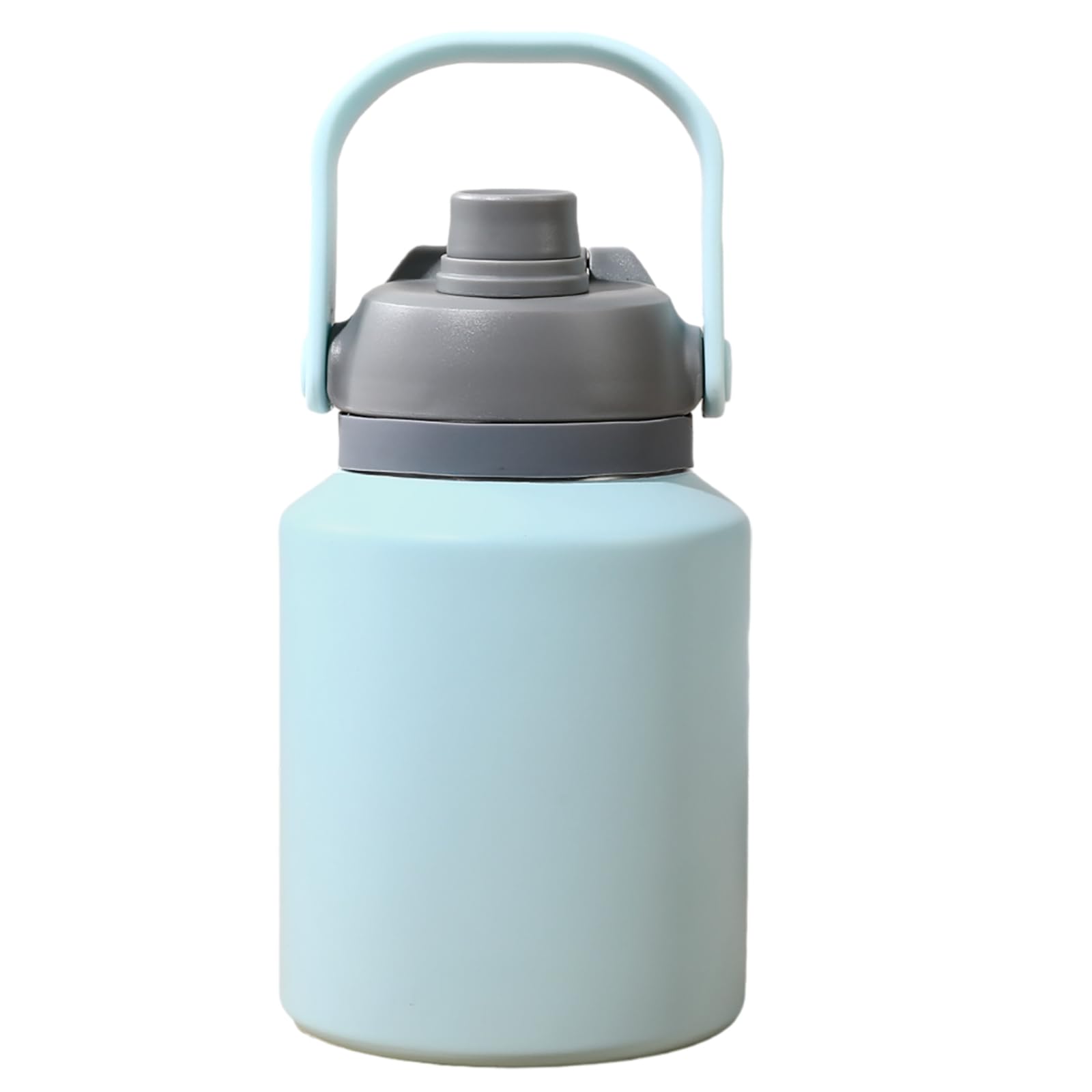 Reiseflasche mit Tragegriff, isolierter Wasserkrug, 1 Gallonen Edelstahl-Wasserflasche mit Strohhalm, Camping-Wasserkrug mit auslaufsicherem Deckel, in Schwarz Blau