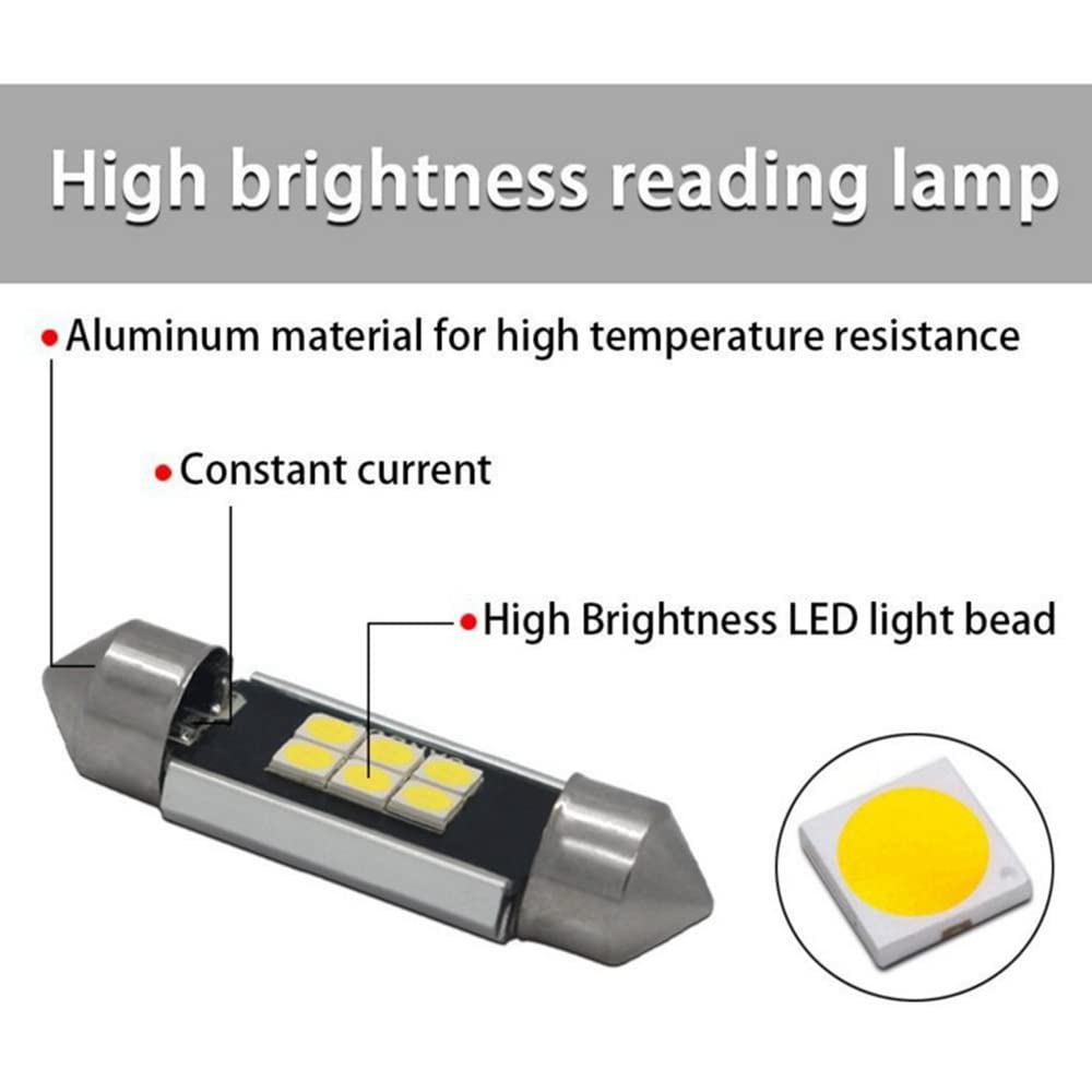 Festoon-31 mm / 36 mm / 39 mm / 41 mm C5W C10W żarówki LED Canbus 3030 6-SMD bez błędów kopuły do czytania do wnętrz samochodów 12 V / 24 V 3 W lampa samochodowa (biała, 41 MM)