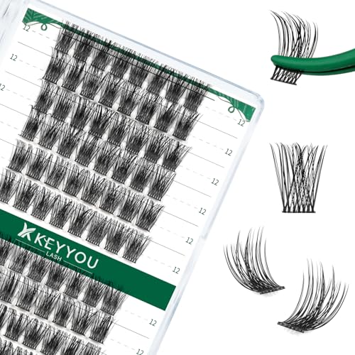 Image of Lash Clusters 96pcs Individual Lashes Y11 D Curl 12mm Cluster Lashes KEYYOU Volume Wispy Lash Extension Soft&Comfortable Easy DIY at Home(Y11 D-12mm)