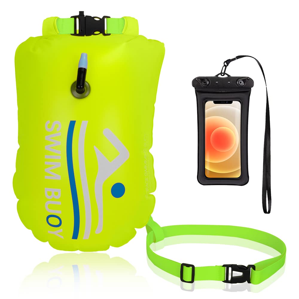 Eyein Schwimmboje, 20L Sicherheit Schwimmen Boje wasserdicht Dry Bag Storage Bag mit verstellbarem Gürtel für Bubble Kajakfahren Open Water Sicherheit Schwimmen Training Triathlon Schnorcheln