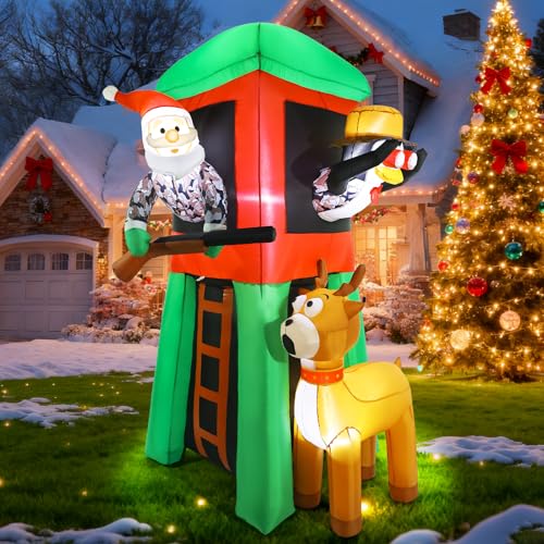 7FT Camouflage Santa Claus Deer Hunter Inflatable Yard Decor