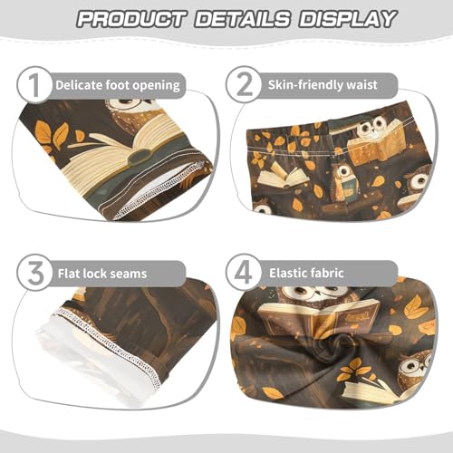 Cartoon Owl Book Print Girls Leggings Soft Stretch Workout Yoga Dance Pants for Kids Casual Tights3