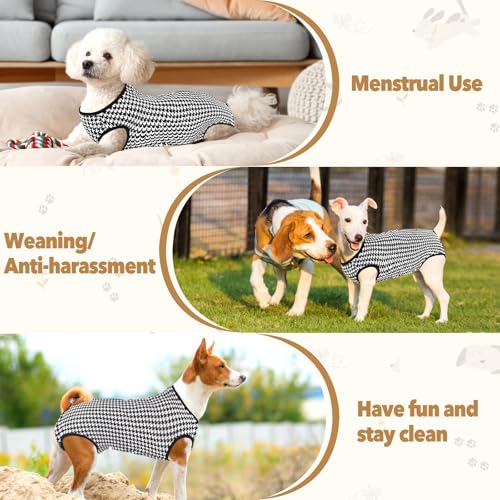 Image of Dog Diapers Suit Period Onesie for Female Dog Sanitary Panties Male Doggy Heat Diapers Cover Fit for Small Medium Dogs Black Plaid /XS